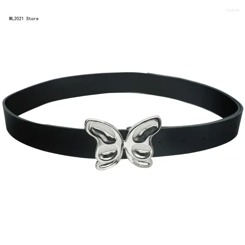 Belts Subculture Girls Waist Belt With Alloy Butterfly Buckle Versatile Y2k Coat Dress Ladies Thin Formal Waistband