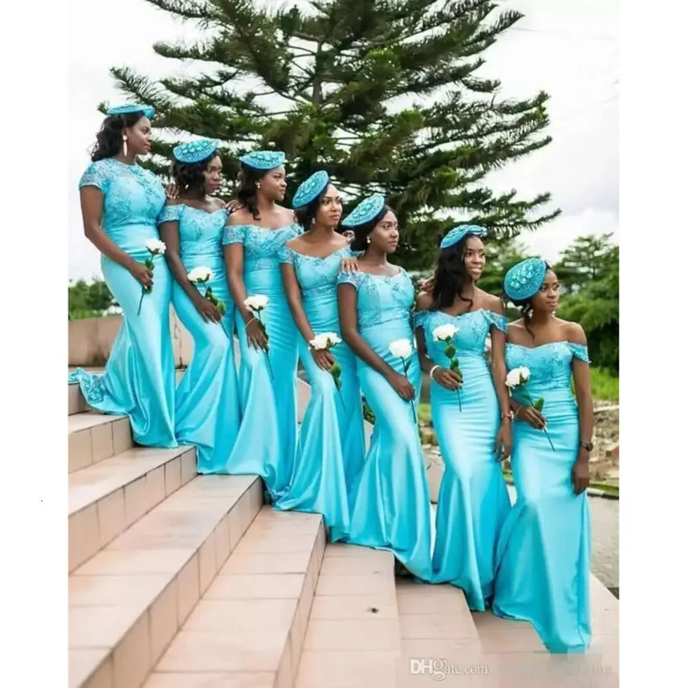Синие платья легкие атласные подружки невесты