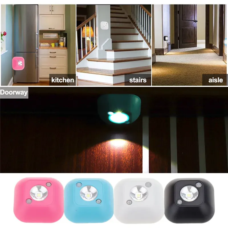 Wireless LED Sensor Night Light Battery Powered PIR Infrared Motion Activated Sensor Light for Wall Lamp Cabinet Stairs Light