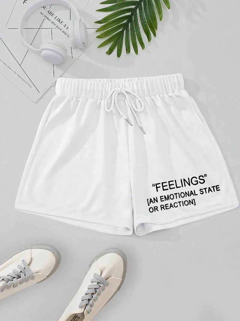 Shorts Shorts Girls "Sentimenti uno stato emotivo o una reazione" Stampare abiti per il tempo libero sportivi casuali