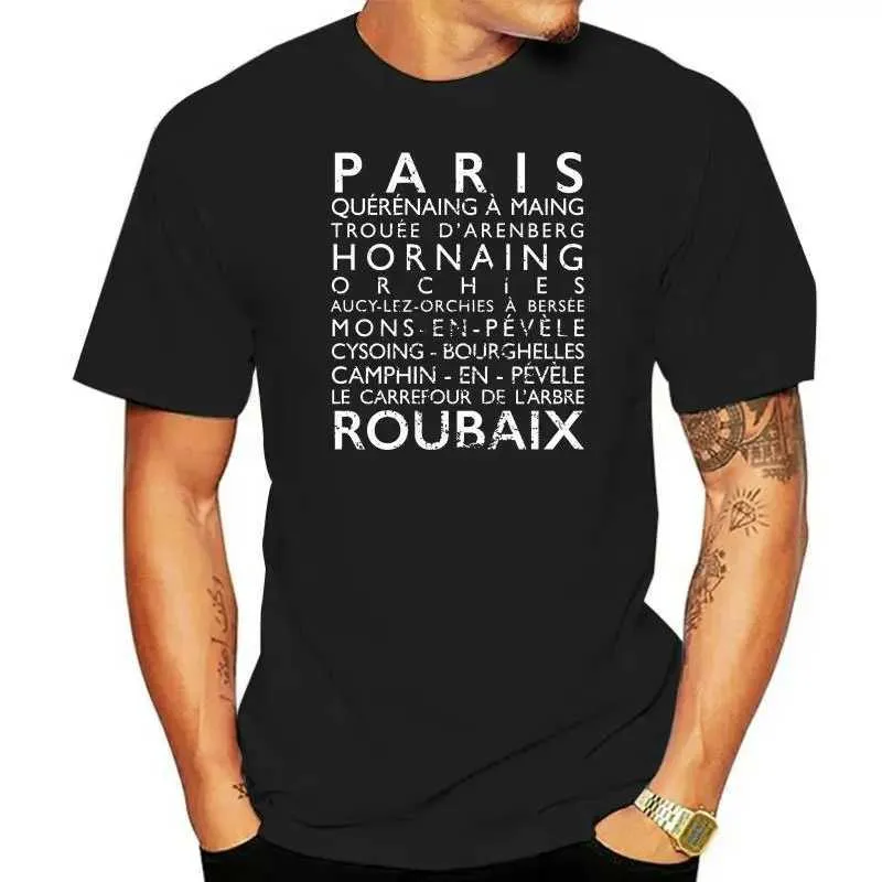 T-shirt maschile Paris Roubaix Monuments Classics Pro Cycle Mens Round Neck Short Short Cotton Cotton Thirt Summer Fashion Top J240506