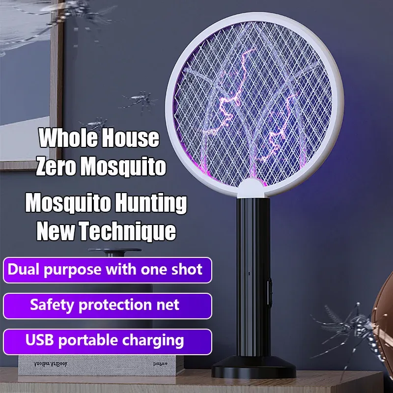 Zappers 23 Nuova Mosquito Electric Mosquito Electric Swatter 2in1 USB Litio Batteria ricaricabile Multifunzionale potente Mosquito Killer Lampada