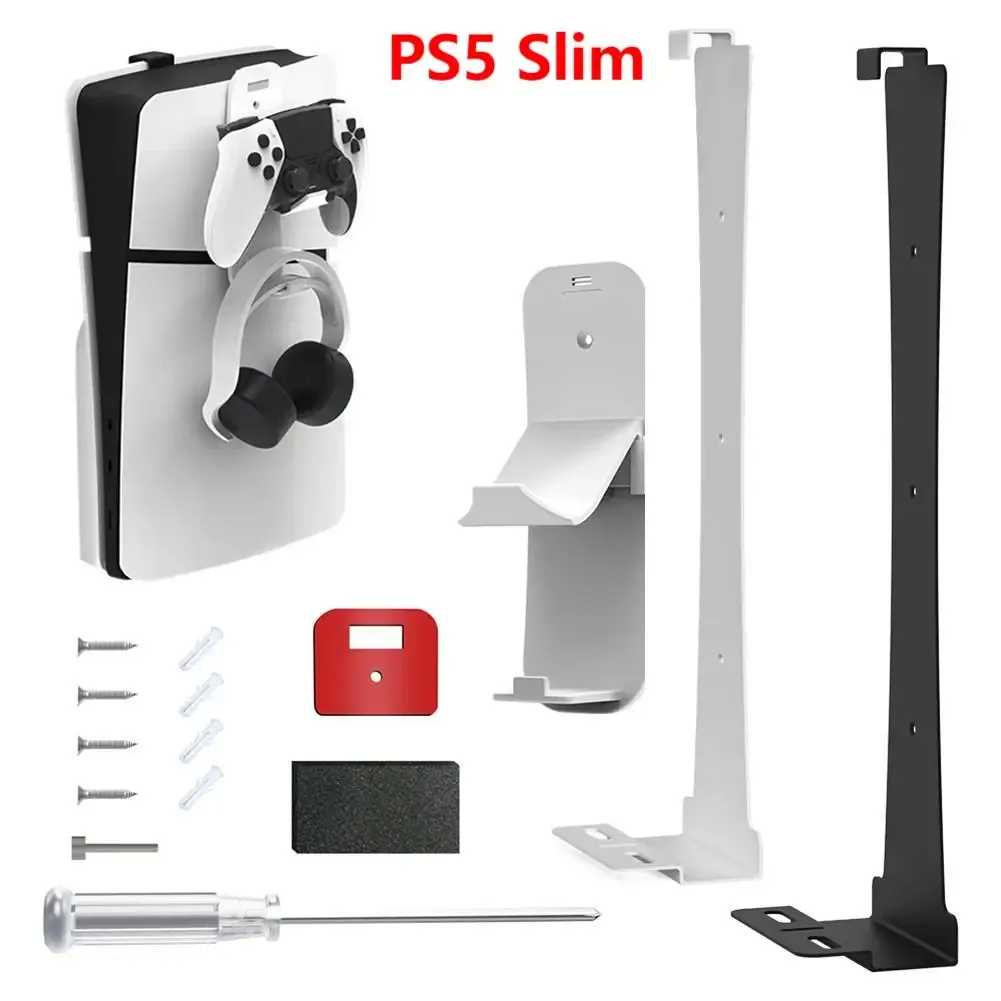 Racks Wandmontage Speicherhalterung für PS5 Slim Stand Space Spar Gamepad Headset Hakenanzeigehalter für PlayStation5 Slim Accessoires
