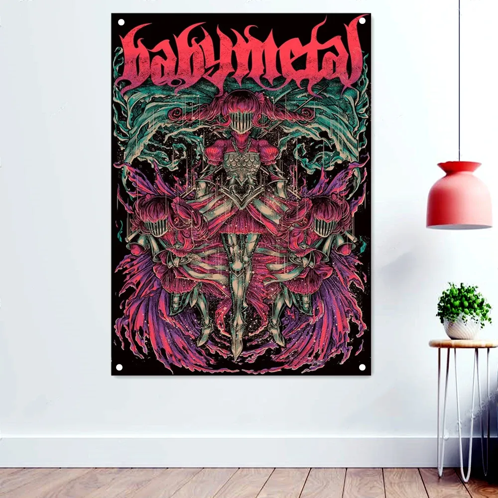 Accessoires Baby Metal Scary Bloody Death Art Flag Wall Hanging Chart Painting Vintage Rock Band Banner Heavy Metal Music Posters Home Decor