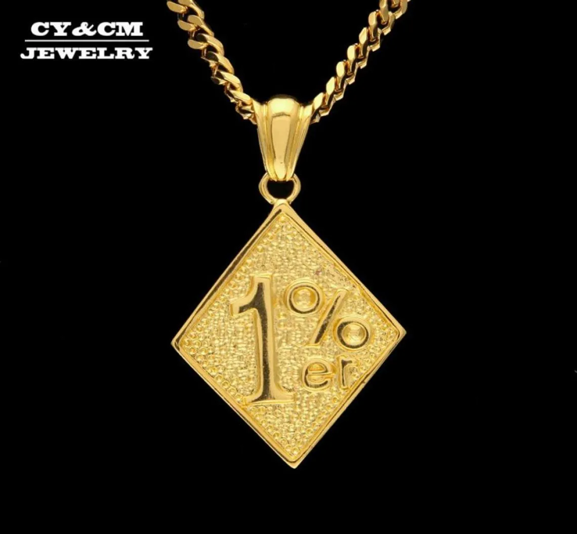 Cycm Gold Color One Percent 1 er Funny Necklace Gioielli alla moda Ciondoli per uomini Cool in lega per motociclista per la collana hip hop maschile288213853