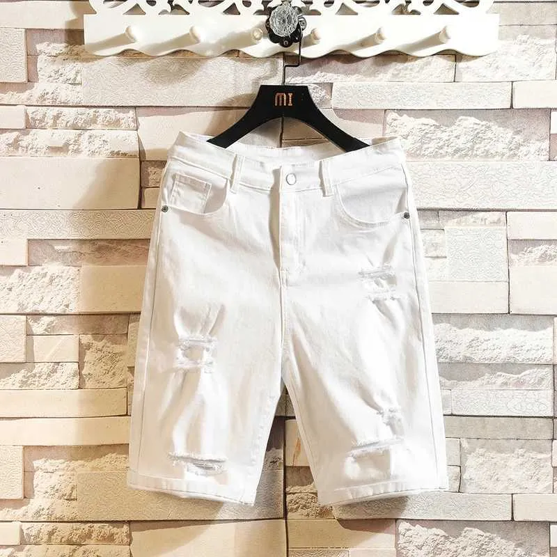 Heren shorts heren shorts shorts heren jeans heren jeans gat bermuda skateboard harem heren jogger enkel traangolf denim shorts zwart en whitel2405