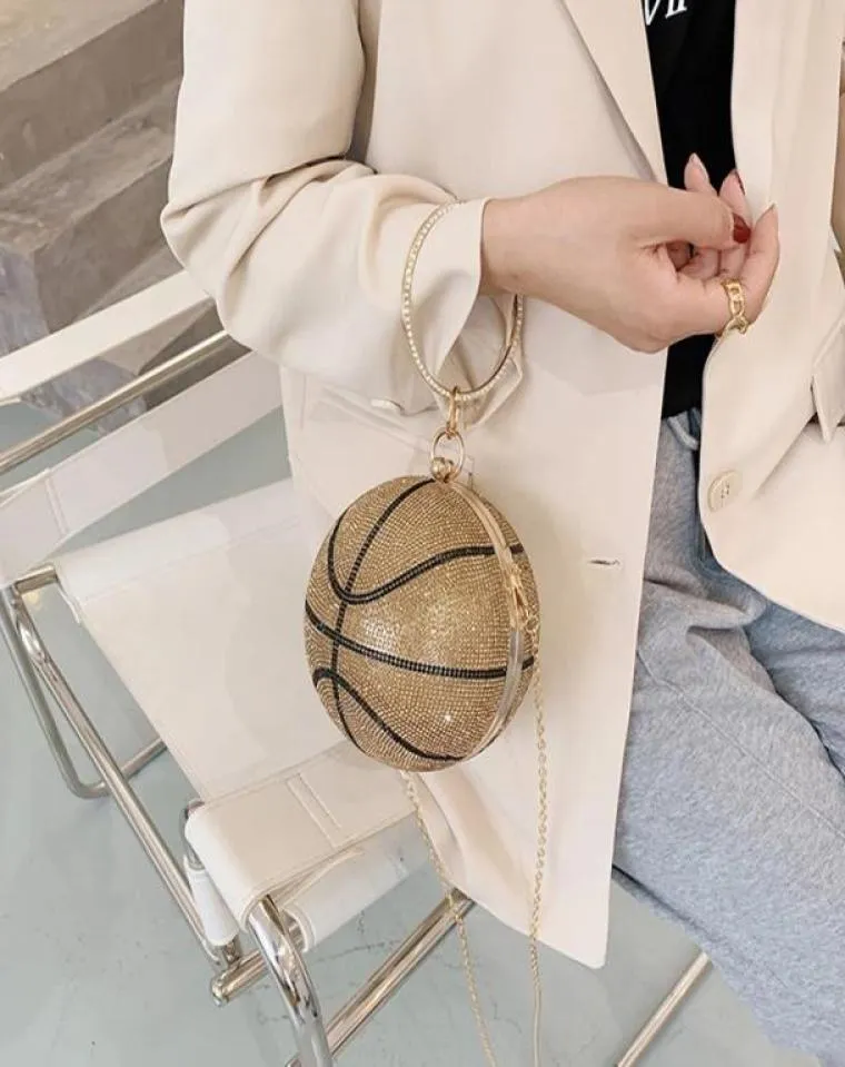 Luxury Diamond Basketball Clutch Torby dla kobiet torebka w piłce nożnej w piłce nożnej przyjęcie weselne i torebka złota srebrna torba wieczorowa 1146416