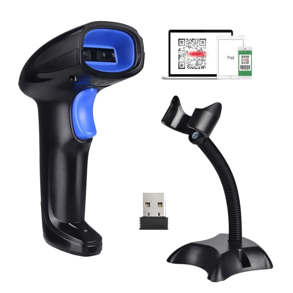 Scanners Hot Selling Handheld Wirelress 2.4G Barcode Scanner Gratis verzending WIRT USB 1D/2D QR BAR CODE -lezer PDF417 voor iOS Android iPad