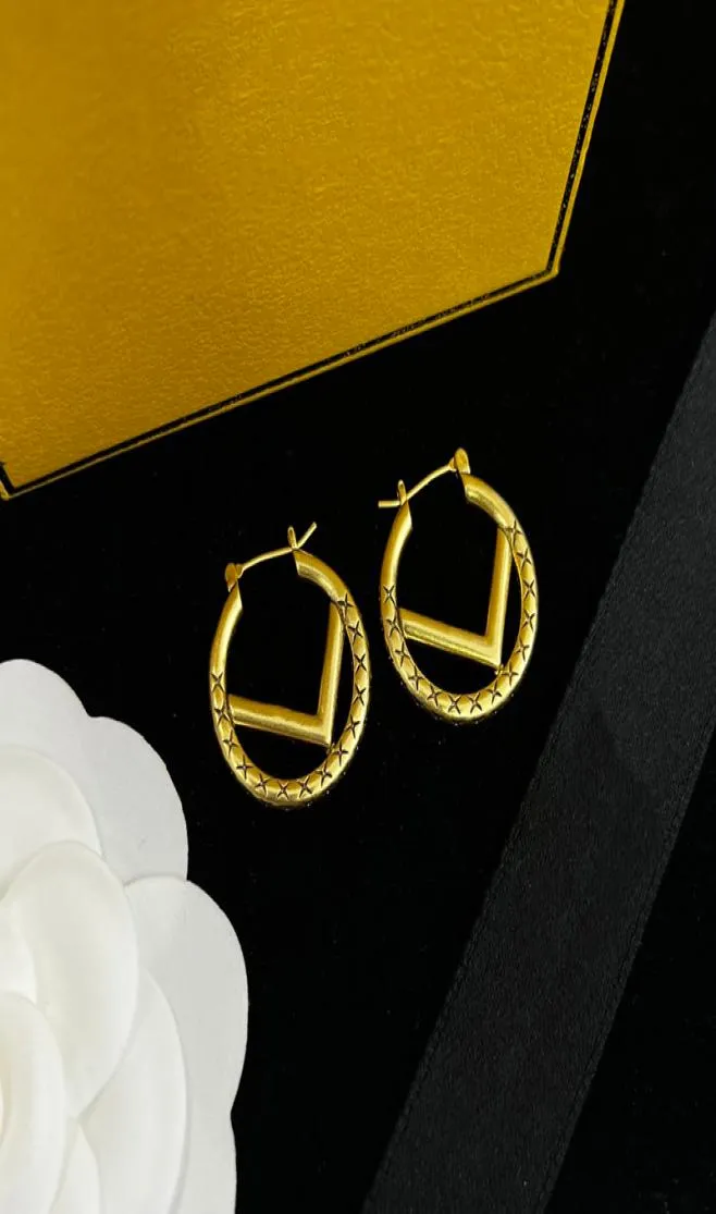 Boucles d'oreilles de cerceau des femmes concepteurs Jewerlry diamongs cerceau étalon 18k Gold Silver plaqué Flas F STADS 3cm Box cadeau de mariage3522489