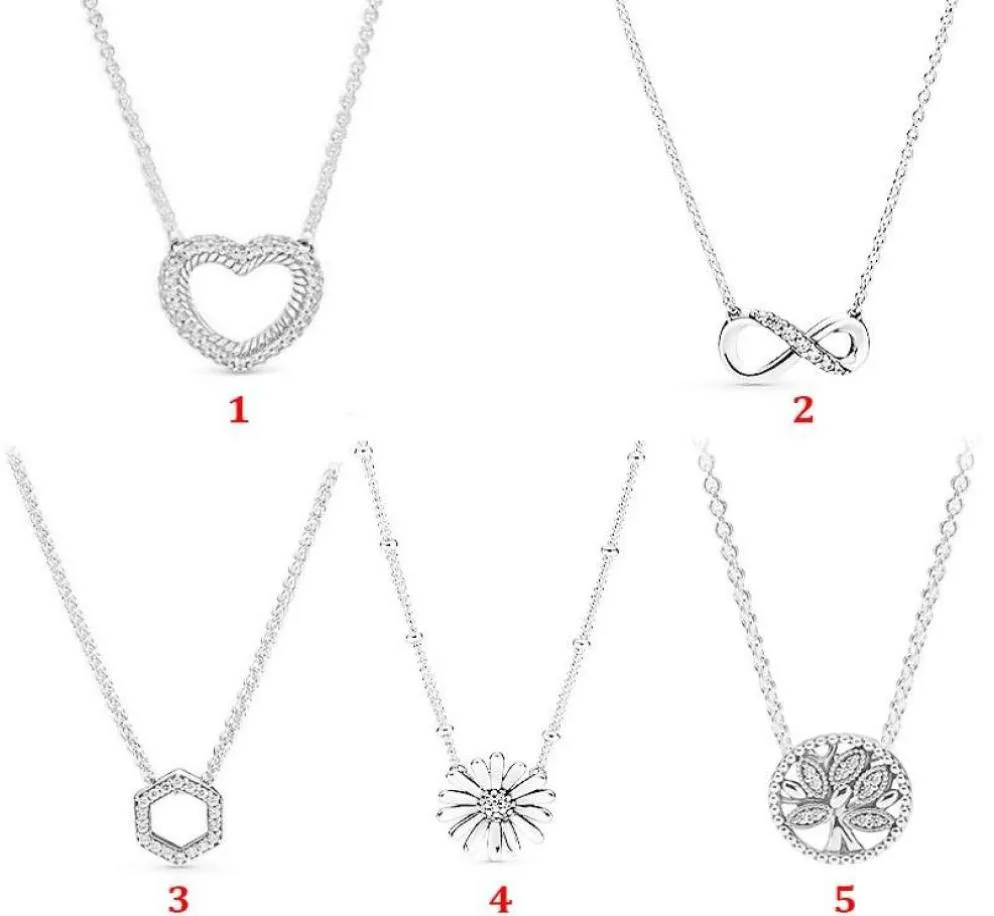 Chains 100 S925 Silver Love Daisy Temperament PAN Necklace Women039s Clavicle Chain High Quality Holiday Gift Diy Charm Jewelr4155393