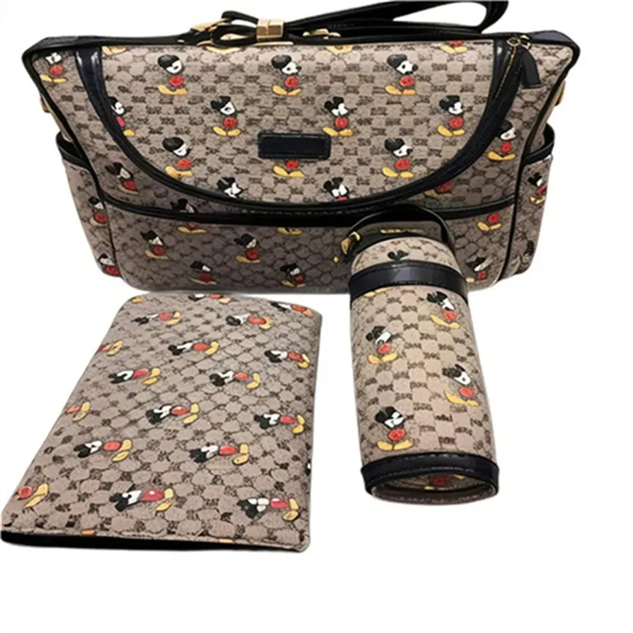 Brand Diaper Bag 3 piece Mom bag large capacity waterproof designer diaper bag Zipper wet dry Mommy maternity Care tote bag New multi function outdoor