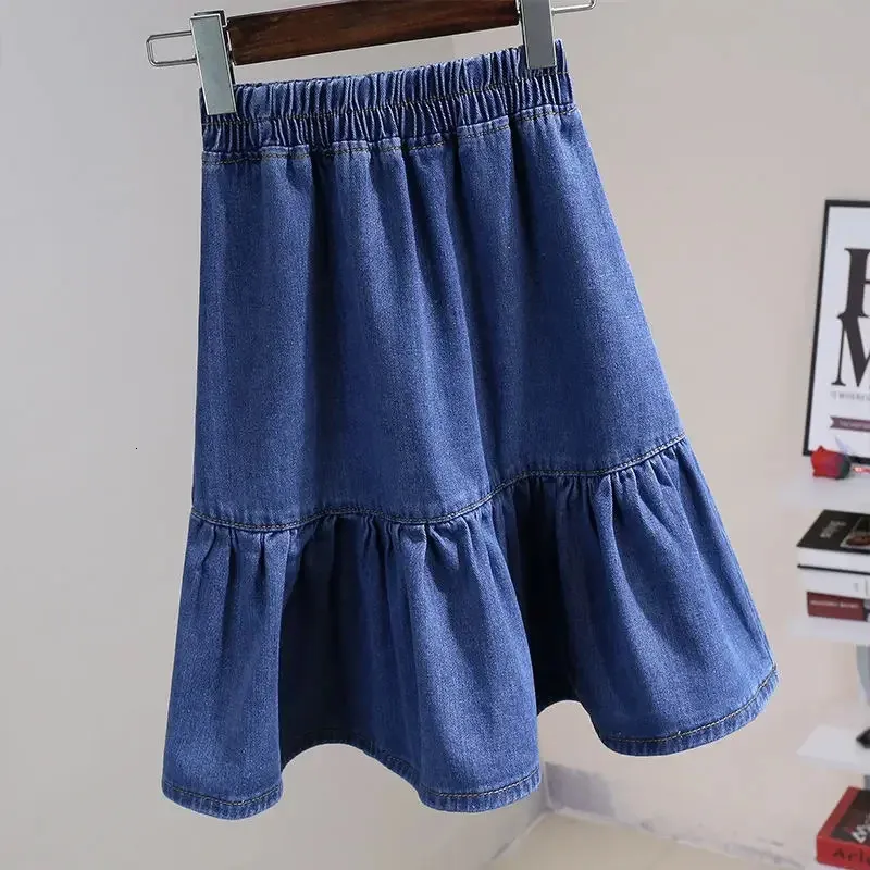 Kinder Mädchen Denim Plissee Röcke Ankunft Kinder Blau Jean Röcke Teenager Mädchen Student Rock Kinder Mädchen Sommerkleidung 240419