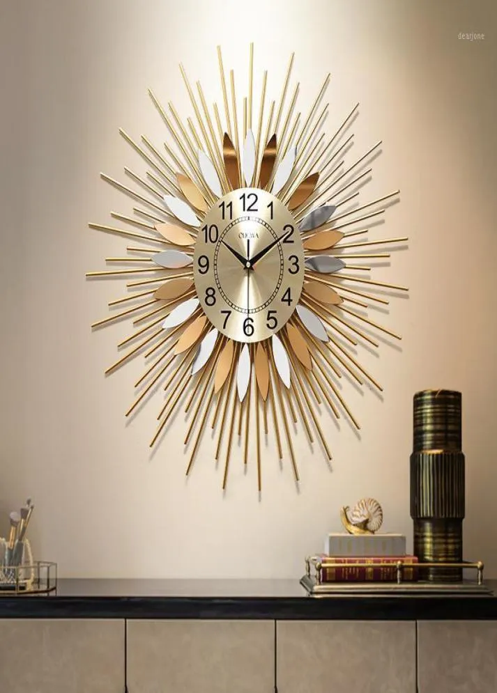 Big Luxury Wall Clock Modernes Design stiller Metall kreative große Wanduhr Gold Minimalistische Wohnzimmer KLOK HOME CERSTRAU14292159