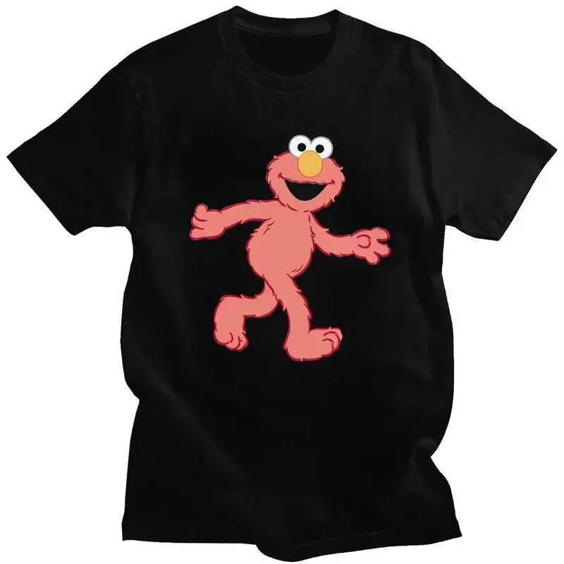 Herr t-shirts sesame street t-shirt mens pre collected cotton t-shirt cookie monster elmo t-shirt kortärmad grafisk t-shirt j240506