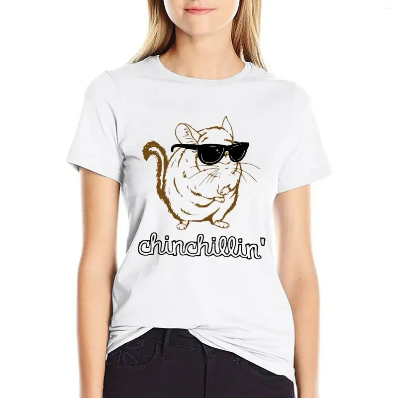 Kadın Polos Chinchillin T-Shirt Üstler Kızlar İçin Hayvan Baskı Gömlek Kırpılmış Tişörtler Kadınlar