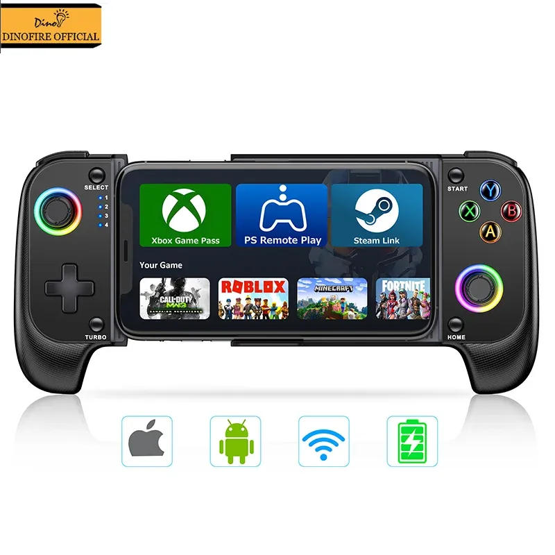 Möss Dinofire -mobiltelefon Gamepad Joystick för iPhone Android Control Bluetooth Controller Trigger med Hall Effect Stick Mobile Game