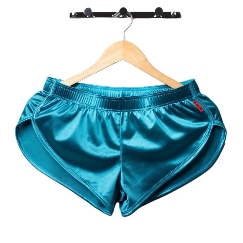 Mens Sexiga pyjamas boxer shorts slät siden underkläder män sover bottnar hemkläder lounge manliga trosor boxare y240419
