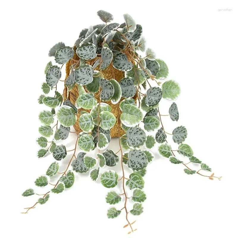 Dekoracyjne kwiaty wystrój domu 47 cm symulacja eukaliptus liście winorośl balkonowy ogród wisząca dekoracja sztuczna pieniądze liść zielony