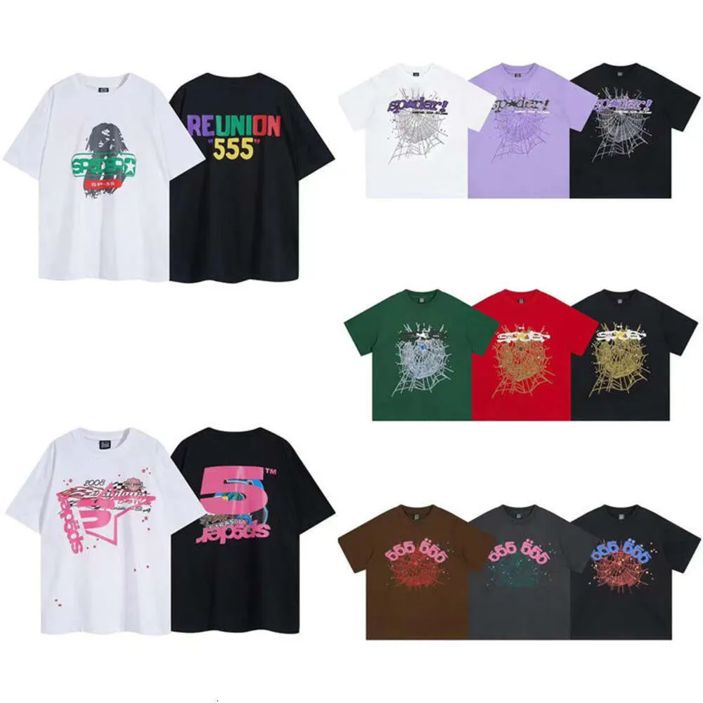 SP5DERS Tシャツデザイナー555555ティーラグジュアリーファッションメンズTシャツヤングタグハイストリートルーズカジュアルショートマンと女性