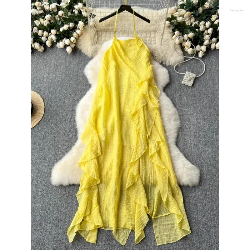 Повседневные платья желтые праздничные стиль пляжные вечеринка длинные платья Женщины дизайн сшивать набое приготовление лаки