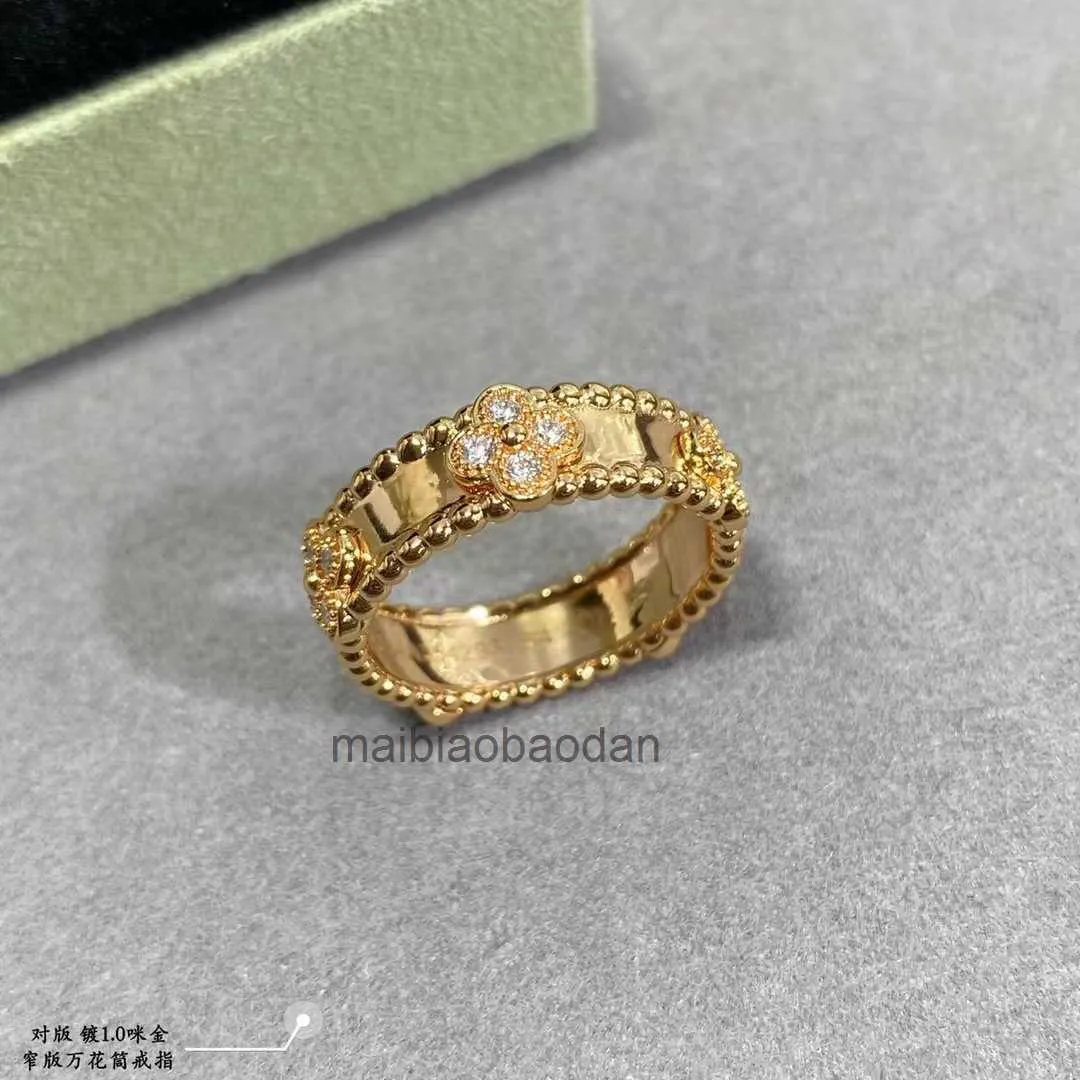 Designer Luxury Jewelry Ring Vancllf Lucky Grass Kaleidoscope for Womens High End Sensation Internet Populära modetrend Colorless Girlvän