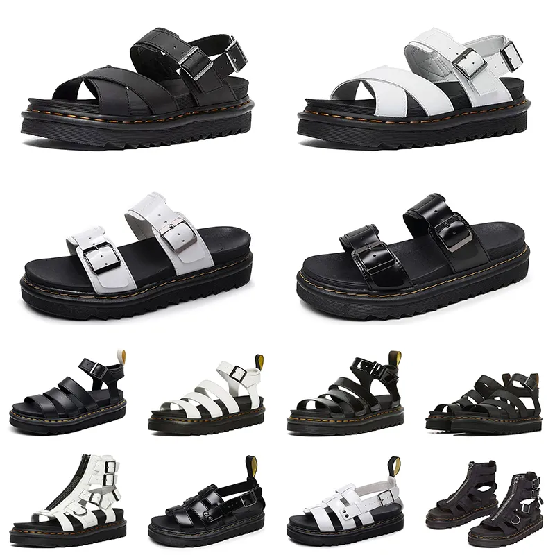 Designer Platforms Sandalen Men Dames Zwart Witleren slippers Slippers Buckle Riem rubber zool heren dames casual sandaal