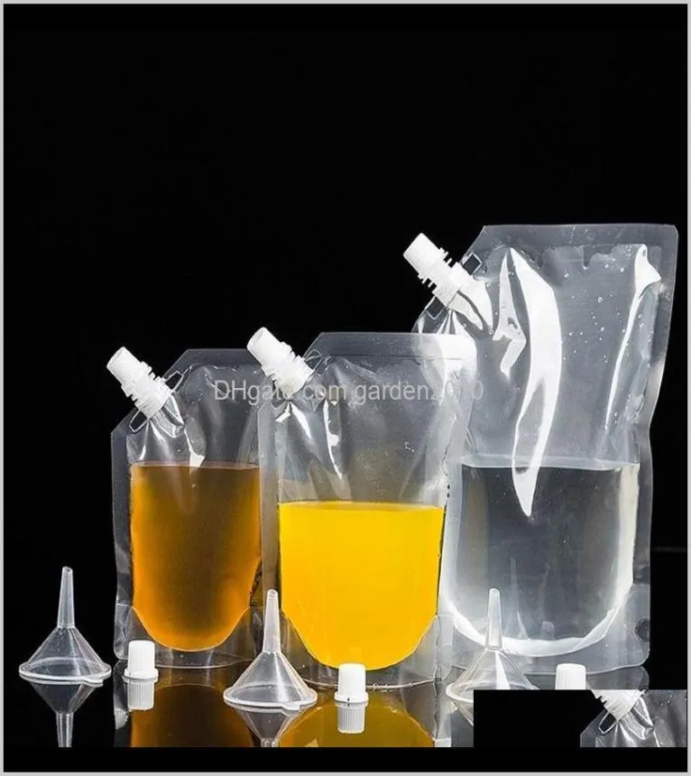 Autre Drinkware 250ml 400ml 500ml Boire réutilisable pour le jus avec entonnoir Sac de boisson transparente Sags d'alcool WB21801995126