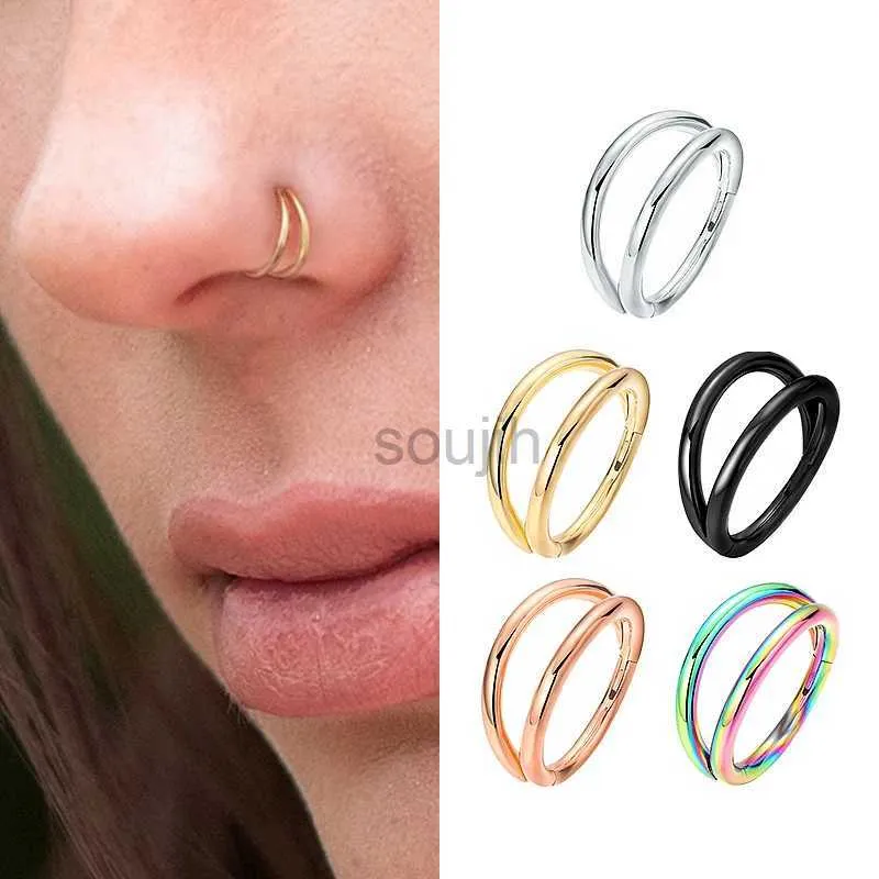 Body Arts Nase Rings Hoops Doppelte Septum Ringe Knorpel Hoop Ohrring Piercing Nariz Open Stapeled Hoop Nasenringe für Frauen und Männer D240503