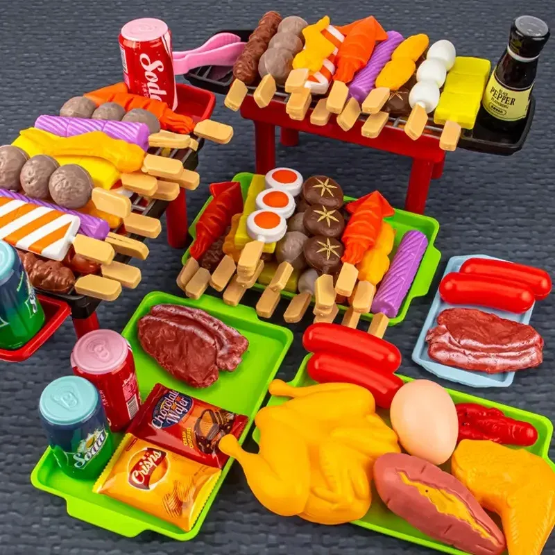 Grills Kids Symulacja Zestaw Zestaw zabawek grilla gotowania Gotowanie Udawanie zabawy Kitchen Toys Interactive Grill Play Food Cureware Playset dla dzieci