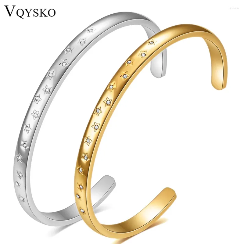 Bracelet étoile Vqysko Bracelet zircon empilage de boucles ouvertes