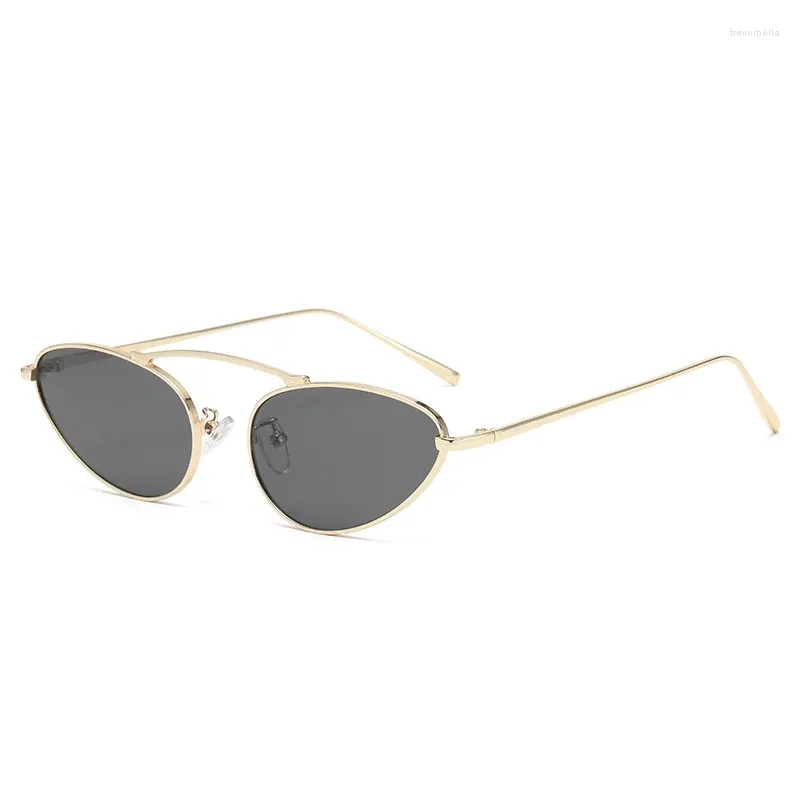 Lunettes de soleil Metal Punk Cat Eye Femmes Men One Piece Sun Verres de soleil Laday