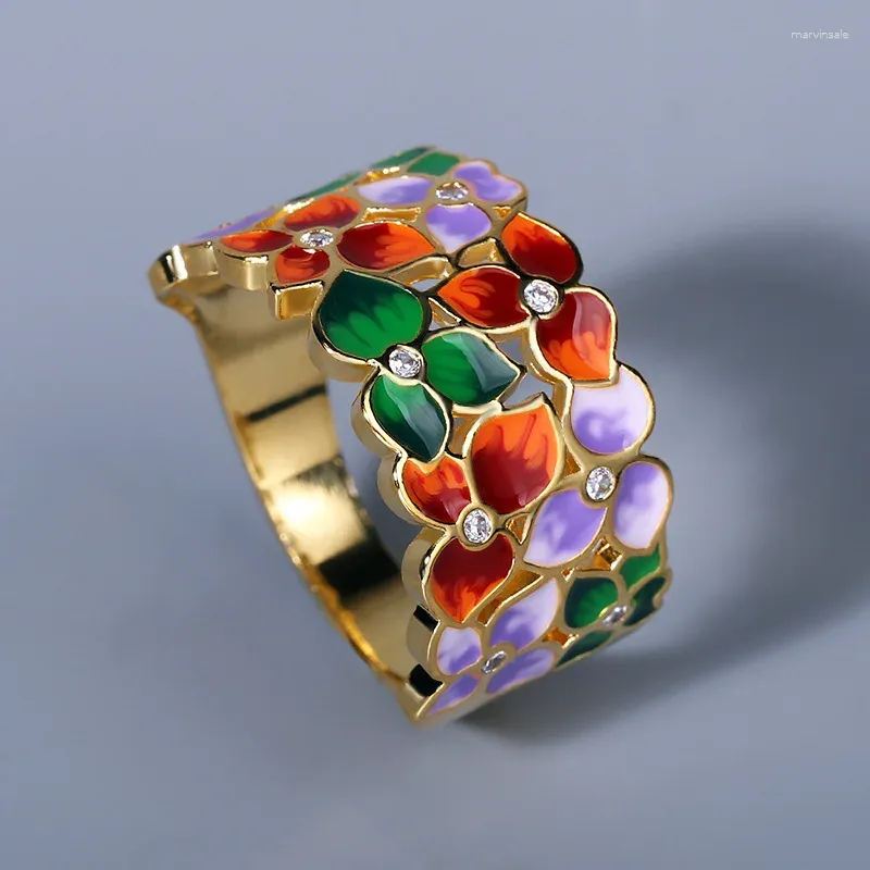 Cluster ringen klassieke 925 zilveren dames ring kleur bloem handgemaakte glazuur bruiloft druppel juwelen jade vlinder