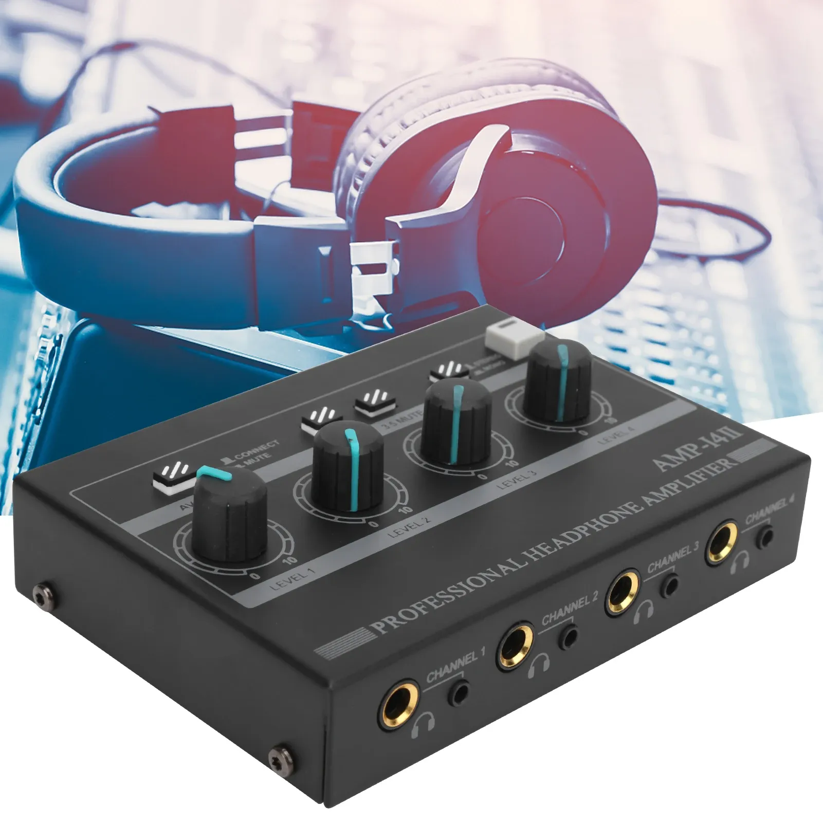 Verstärker -Kopfhörerverstärker 4Channel Ferroalloy Mono/Stereo -Monitor Set AMPI4 (100240V) Geborenen Kopfhörerverstärker