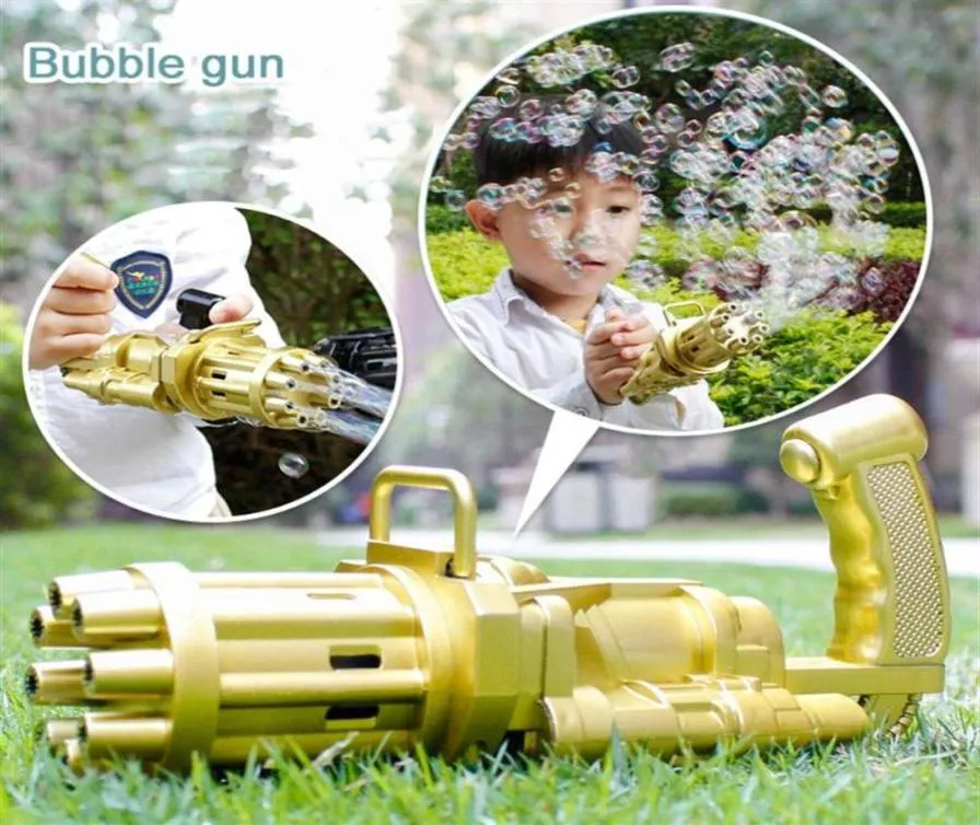 Gatling bubble machine bubbler maker kinderen buiten zomerkoelventilator bruiloftsvoorraden elektrisch automatisch blazer pistool feestje gunst2783029910