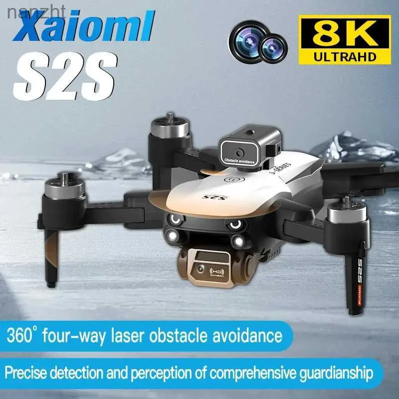 Drones New S2s Drone 8K Haute définition Dual Camera sans pinceau d'obstacle à moteur Drone RC Hélicoptère pliable Four Helicopter Toy WX
