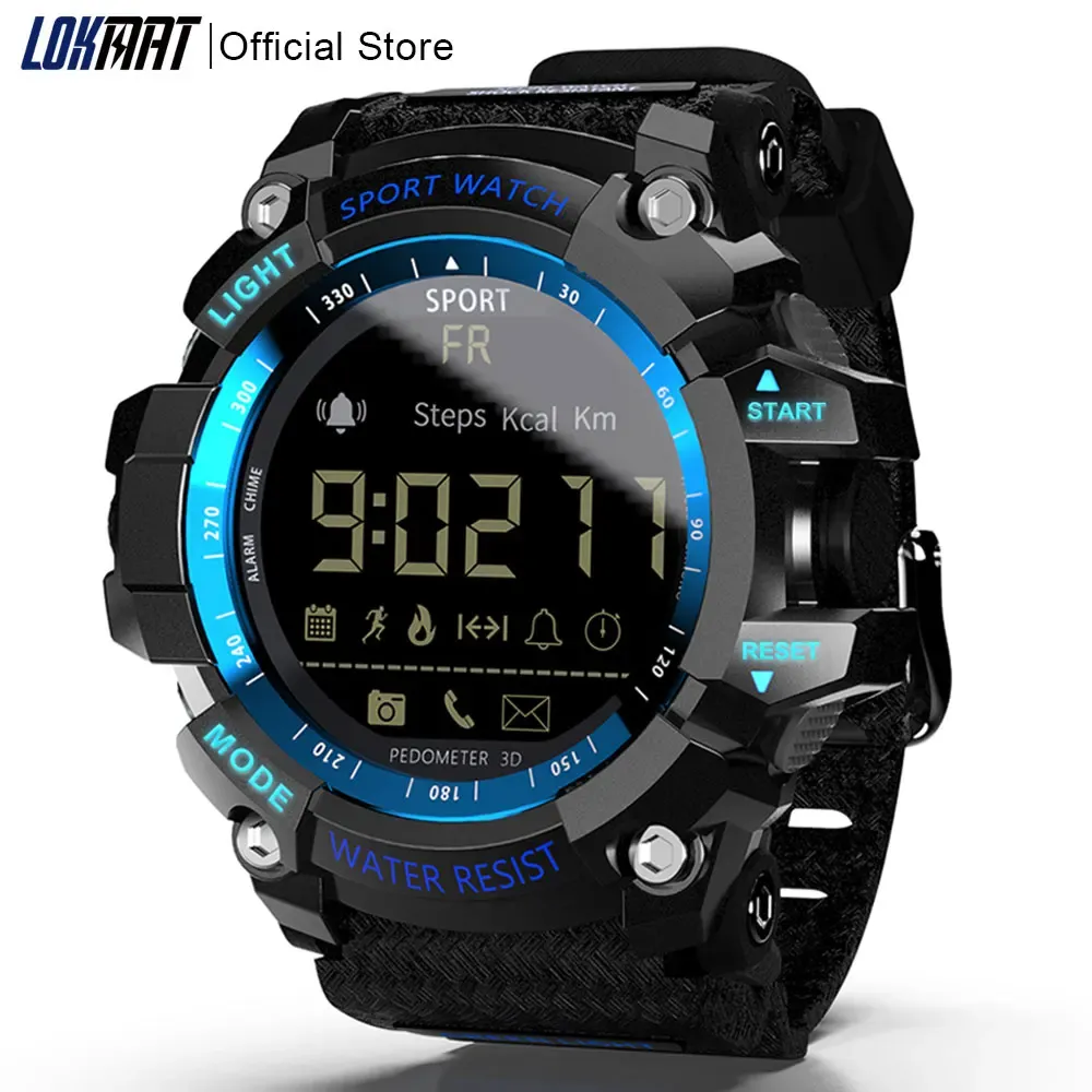 Montres Lokmat Sport Smart Watch Bluetooth Digital Men Clock Podomètre IP68 WaterProod Smartwatch Fitness Tracker pour iOS Android Phone