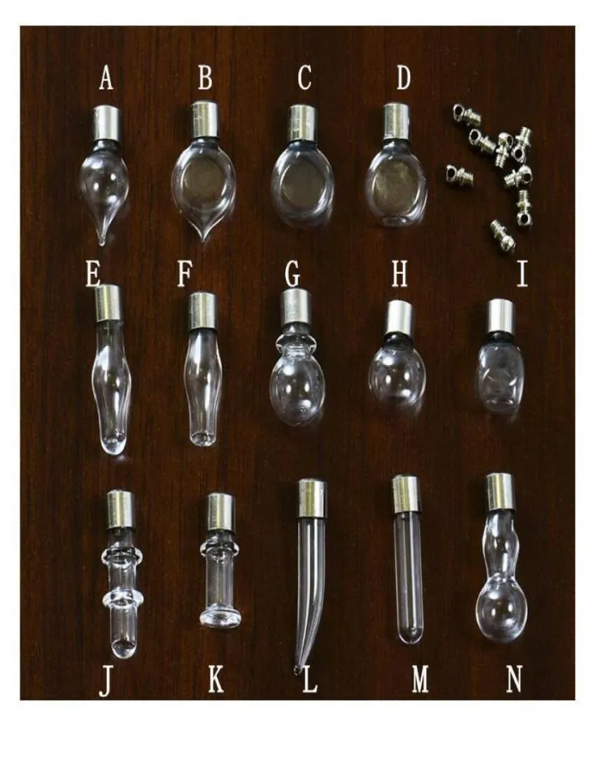 10 -stycken Copper Skruvkapp Glasflaska Pendant Miniatyr som önskar flaska Rensa olje Charm Namn eller ris Art Mini Glass Bott BBYEG3912326