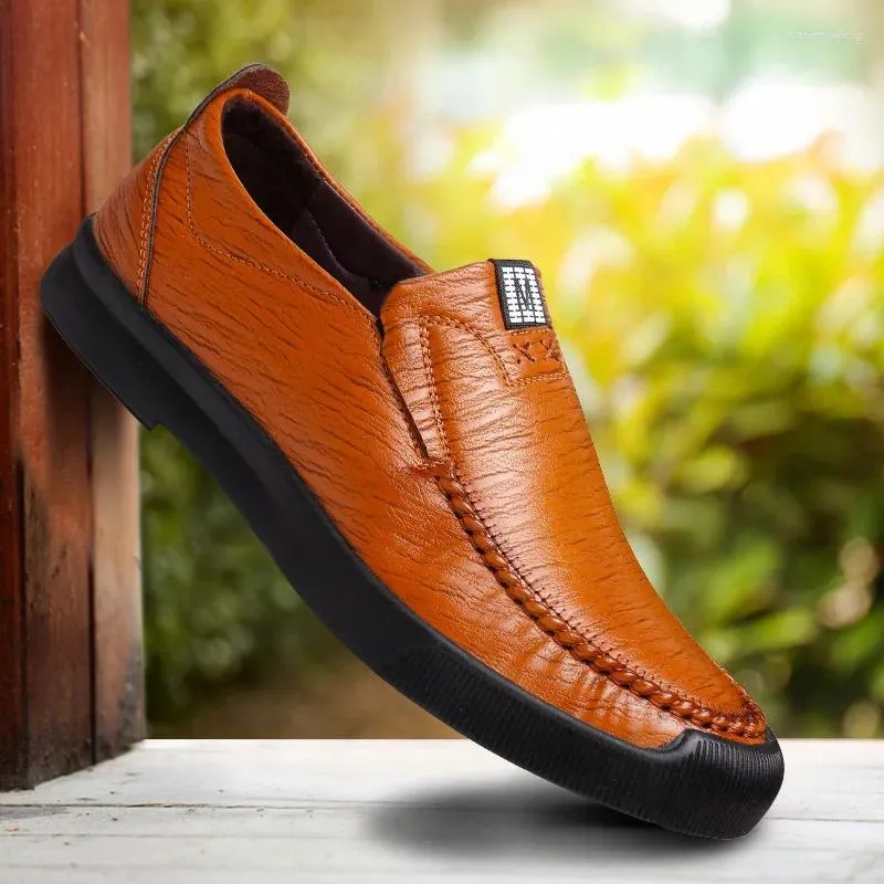 Casual schoenen 2024 MANNEN LEDER ZOMER Ademend holes Luxe merk Flat voor Drop RTGG67