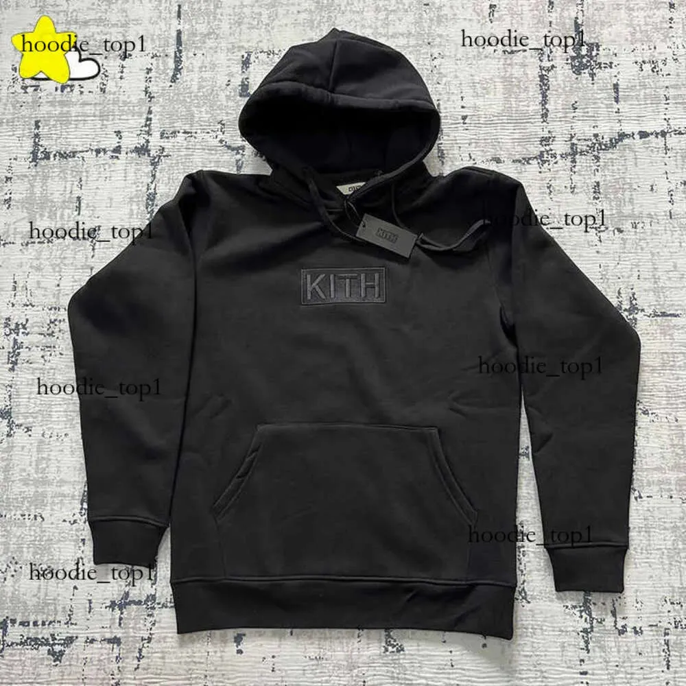 Män kvinnor hip hop kith hoodie casual lös broderi box hoodie bästa kvalitet fleece pullover svartrosa tröjor kith tagg 5402