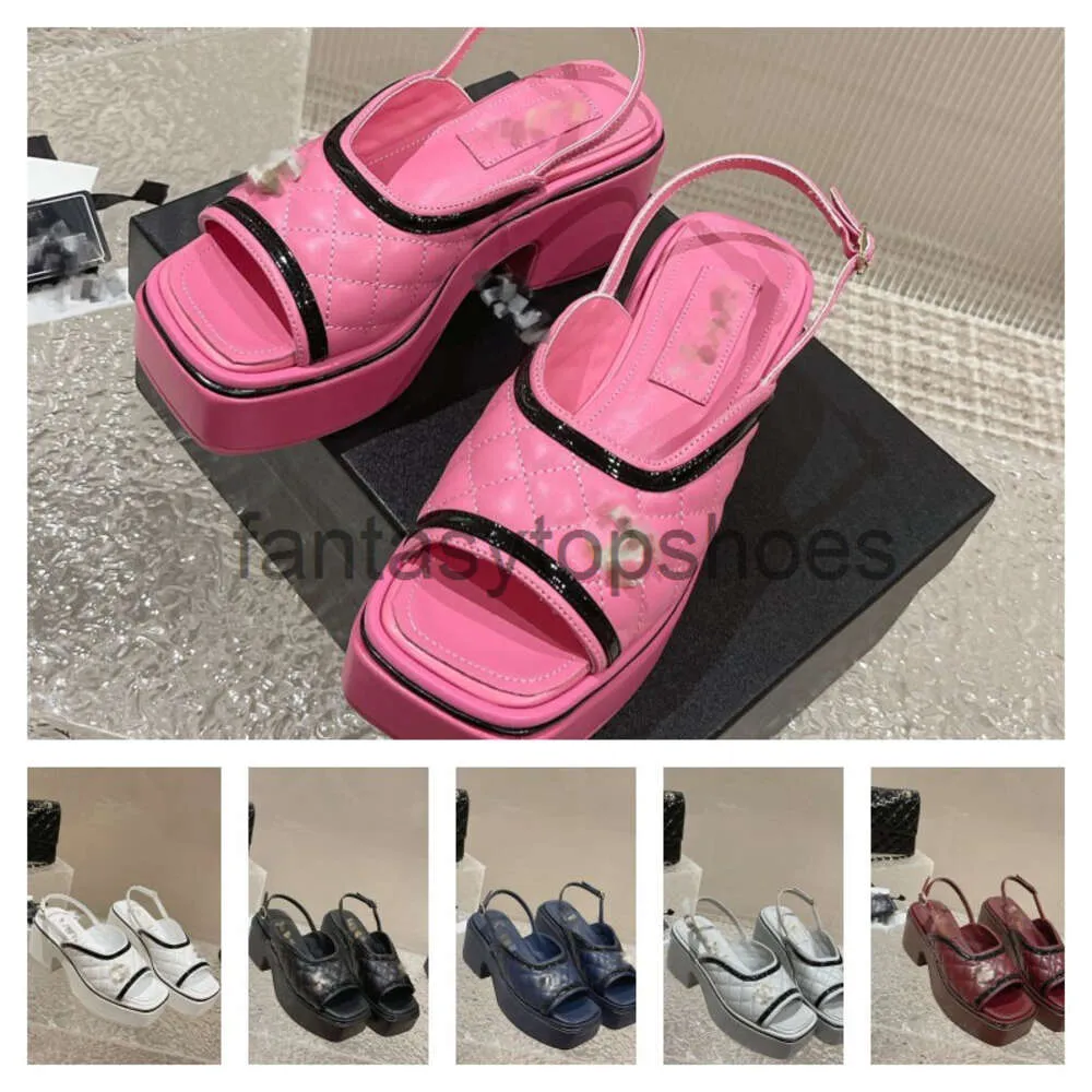 Chanelllies quilting Channeles C Sandals shoes Interlocking Womens Quilted Platform Wedge Slippers Designer Checks Texture Mules Slider Flip Flops