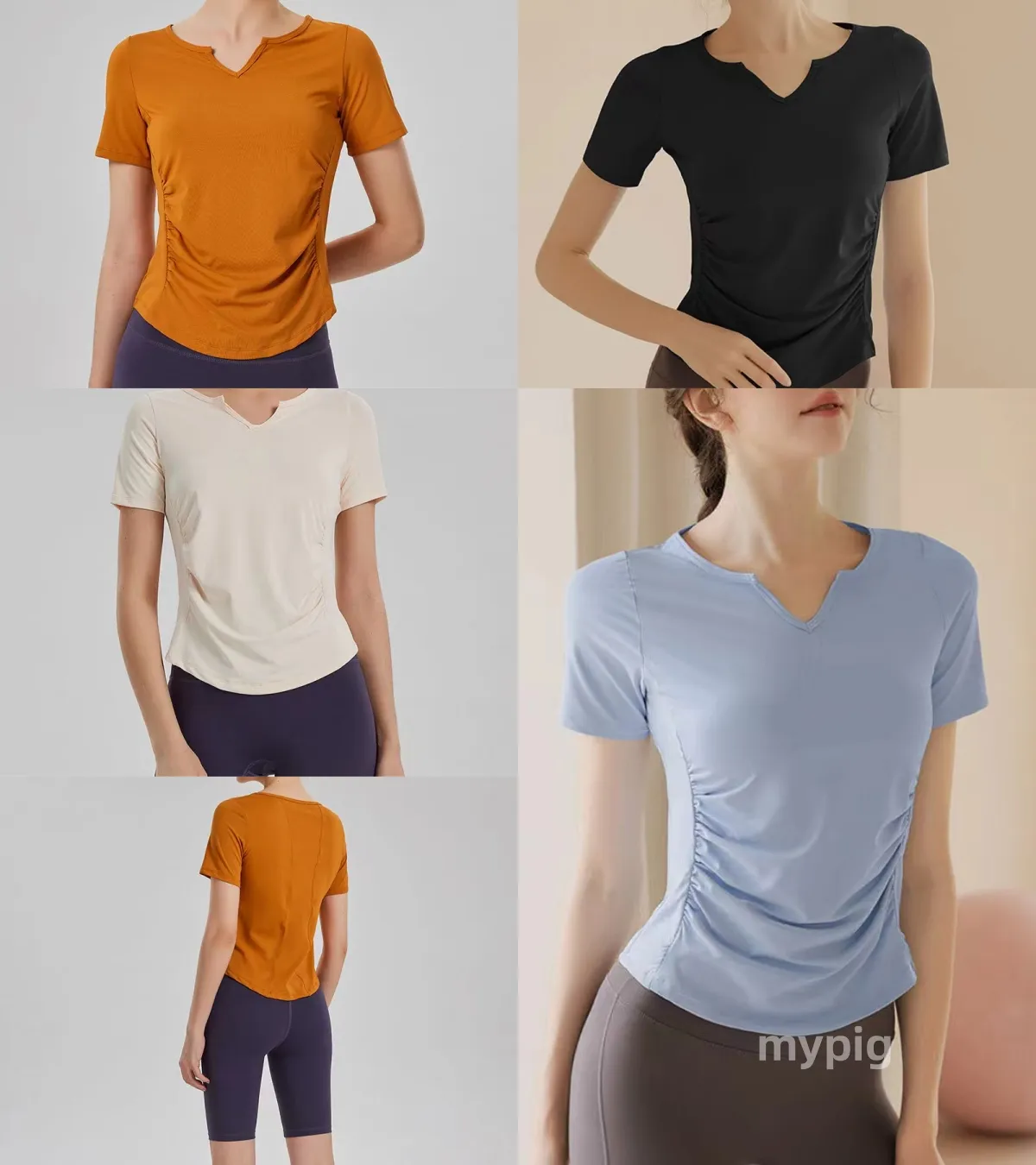 Yogasträkt T-shirt Löst kortärmad topp för kvinnors professionella körning Pilates Training Gym 2024 Ny modell