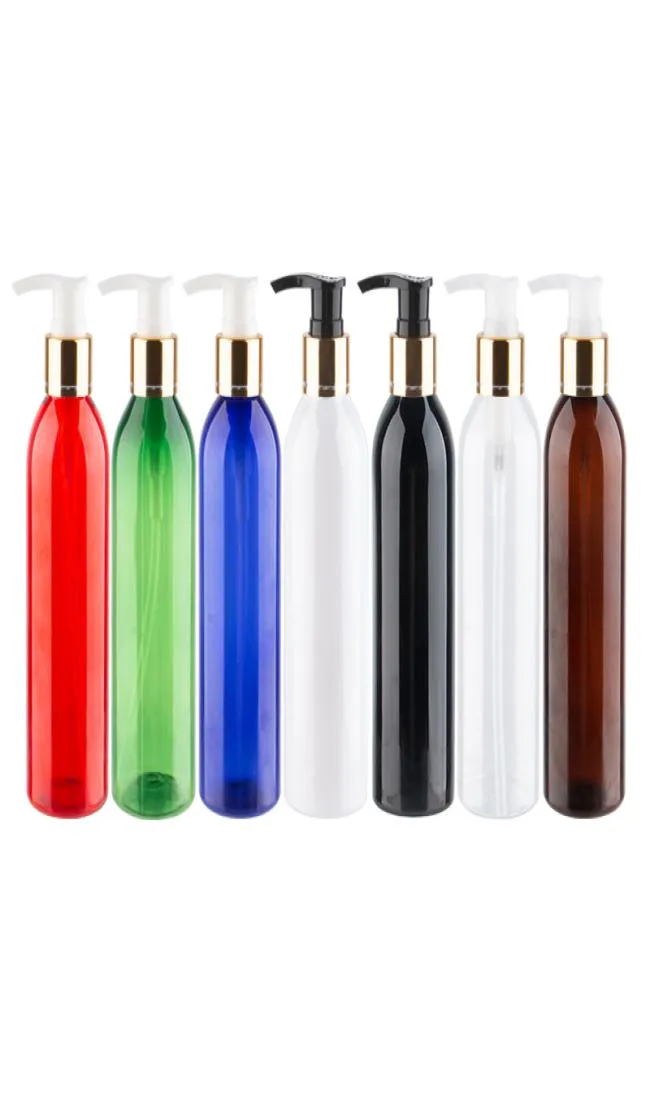 250 ml x 25 Plastiklotion Pumpenflaschen Goldschraubkappe Haustiercreme Flasche für Gesichtsreiniger Shampoo Duschgel Make -up Remover1204569