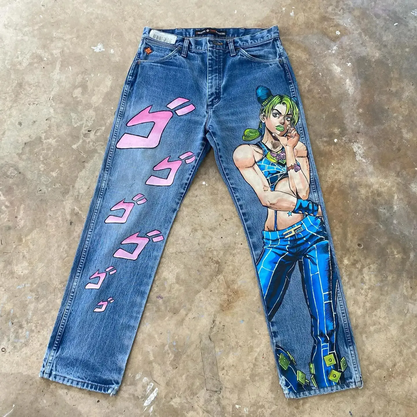 Hip Hop Anime Print Graphic Baggy Jeans Harajuku Denim Y2k Pants 
