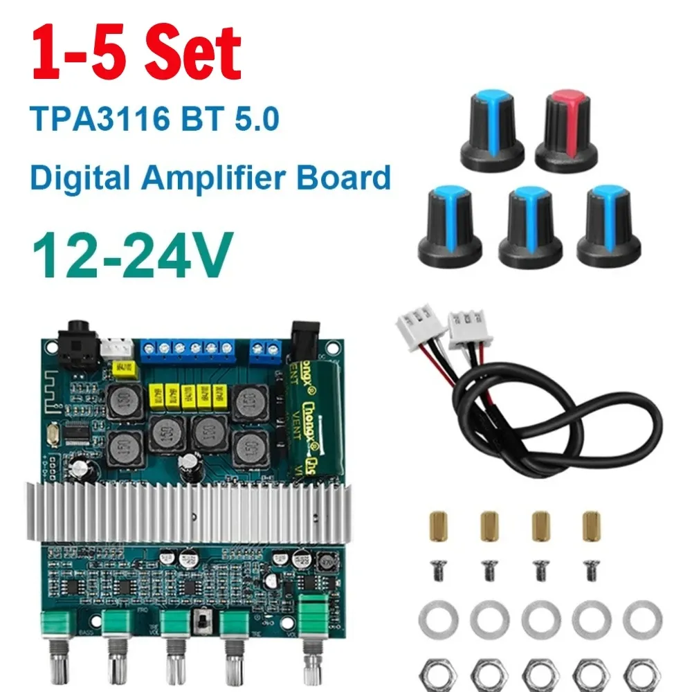 Amplificatori TPA3116 Modulo di amplificatori di potenza DC12V24V Scheda amplificatore digitale USB DAC 2x50W+100W 2.1 CANALE Compatibile con Bluetooth 5.0