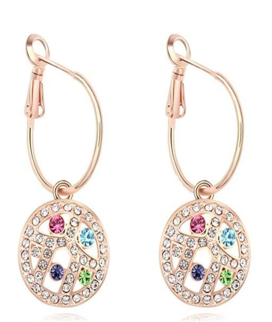 Luxury Noblest Rhinestone Crystal Dangle örhängen för kvinnor 18K Champagne Gold Plated Drop Earrings Prom Jewelry 126785454567