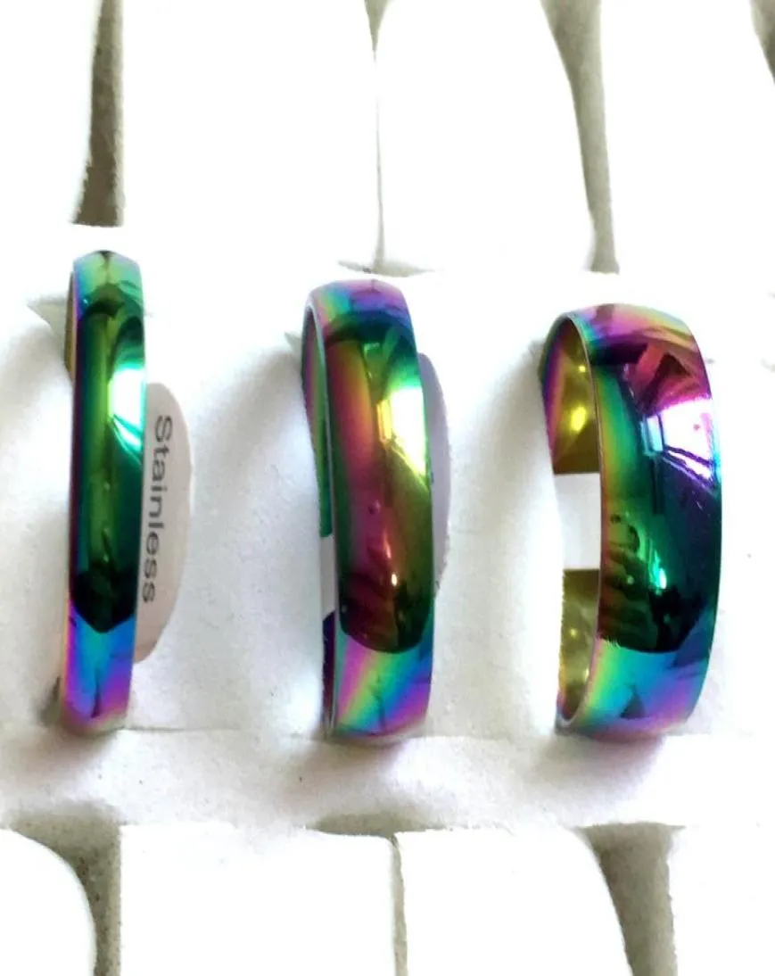 50 pezzi colorati mix 4 6 anelli da banda da 8 mm uomini anelli in acciaio inossidabile inossidabile gioielli di moda lote5226114