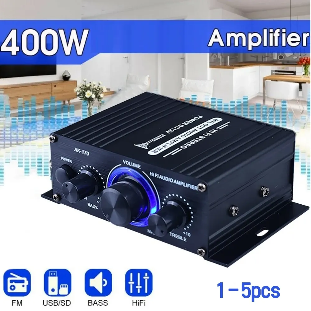 Versterkers Home Digitale versterkers Hifi Stereo Audio Power Amplifier 200W+200W Dual Channel Power AMP 125x75x40mm 12 stcs