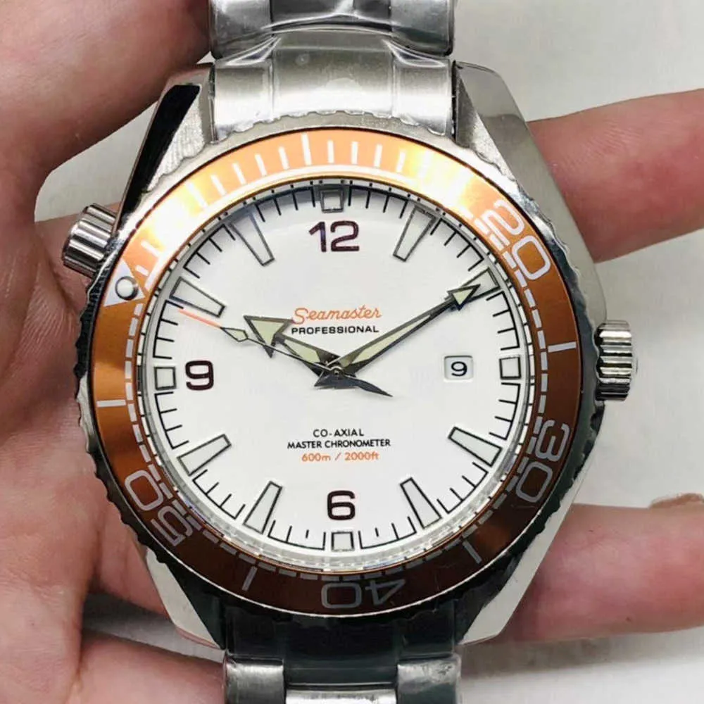 Designer Watch Reloj Uhren AAA Automatische mechanische Uhr Oujia Haima Drei Nadel Orange Weiß Vollautomatische mechanische Uhr