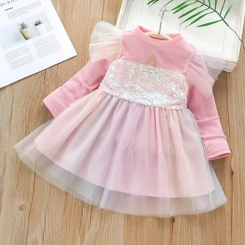 Robes de fille robe fille robe princesse robe paillette costume de fête de fête mode tenue d'anniversaire en dentelle