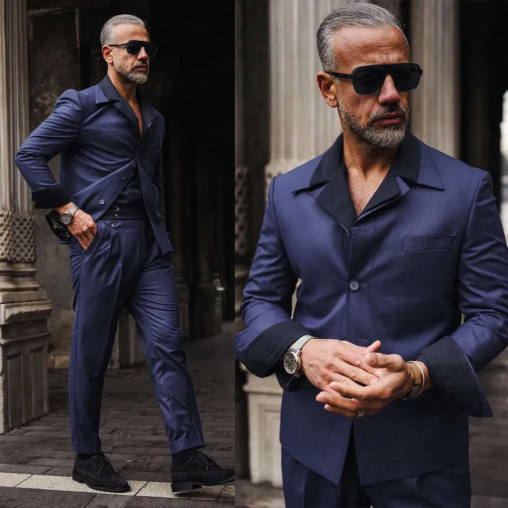 Pezzi da uomo casual due smoking in raso abiti da matrimonio in raso a petto singolo tasche con tacchette personalizzate personalizzate pantaloni da sposa pantaloni ocns